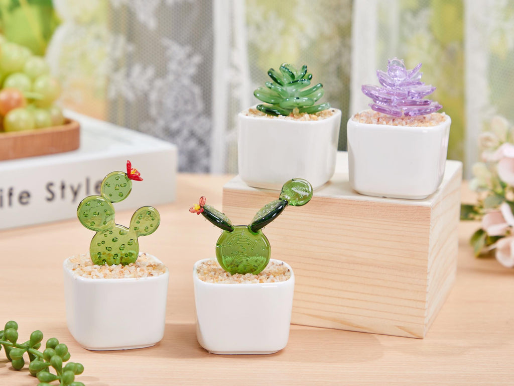 Glass Potted Plants,mini Glass Plants,glass Flower,stained Glass Plants,handmade Glass Succulents,artificial House Plant,car Glass Ornament
