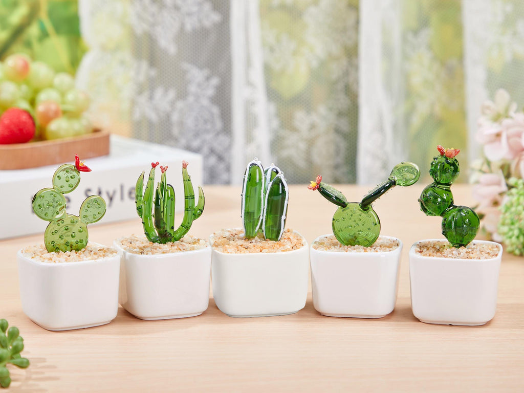 Glass Potted Plants,mini Glass Plants,glass Flower,stained Glass Plants,handmade Glass Succulents,artificial House Plant,car Glass Ornament