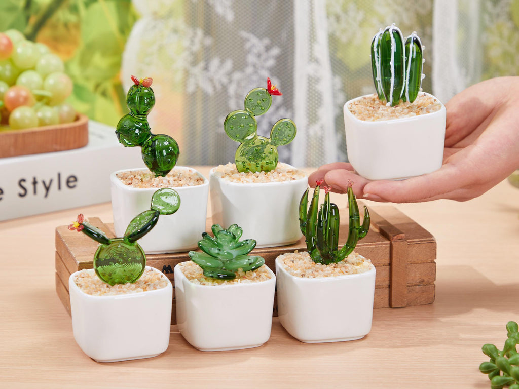 Glass Potted Plants,mini Glass Plants,glass Flower,stained Glass Plants,handmade Glass Succulents,artificial House Plant,car Glass Ornament