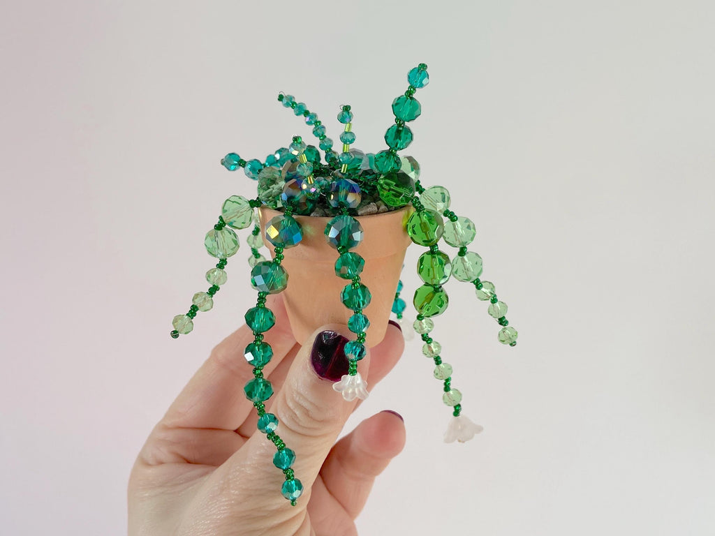 Last 1! Glass Beaded Succulent Plant, Suncatcher, Ornament