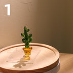 Glass Cactus Figurine, Hand Blown Plant, Handmade Glass Potted Plants, Mini Glass Succulent, Artificial Plant, Gift For Mom & Friends