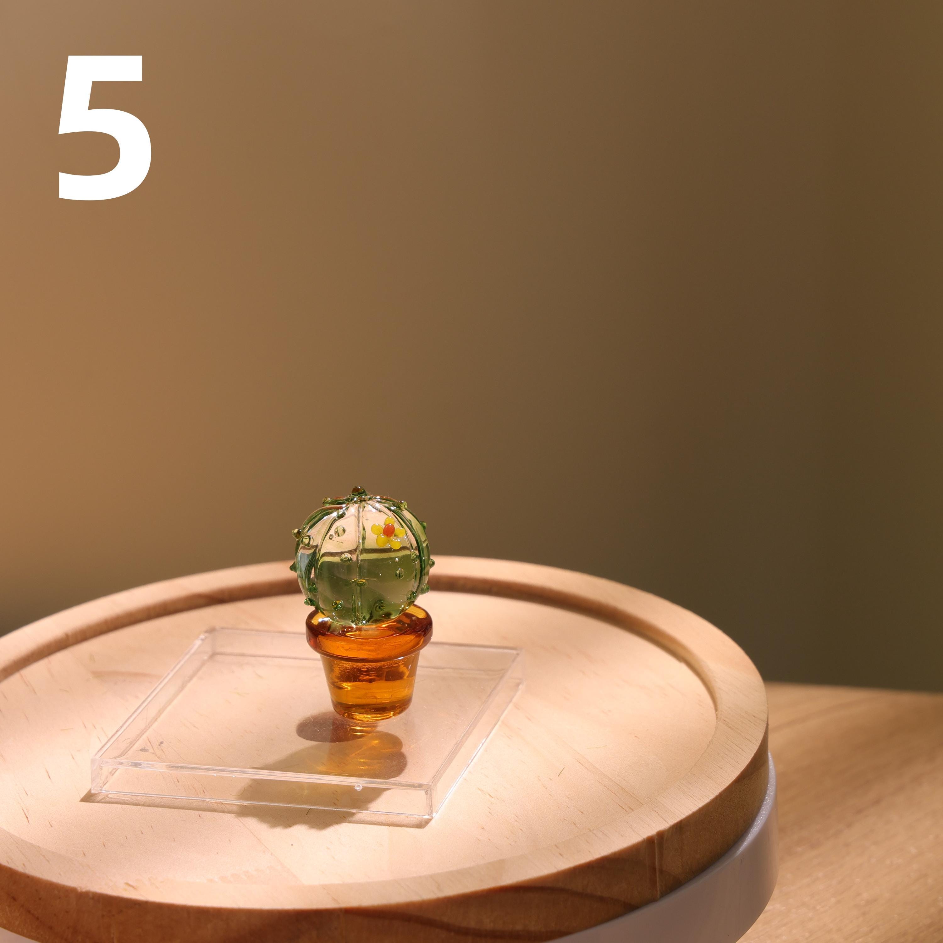 Glass Cactus Figurine, Hand Blown Plant, Handmade Glass Potted Plants, Mini Glass Succulent, Artificial Plant, Gift For Mom & Friends