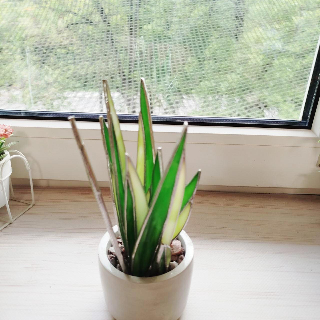 Agave Stained Glass, Handmade Plant Decor, Fake Suncatcher, Table 3d Cactus, Glass Succulent