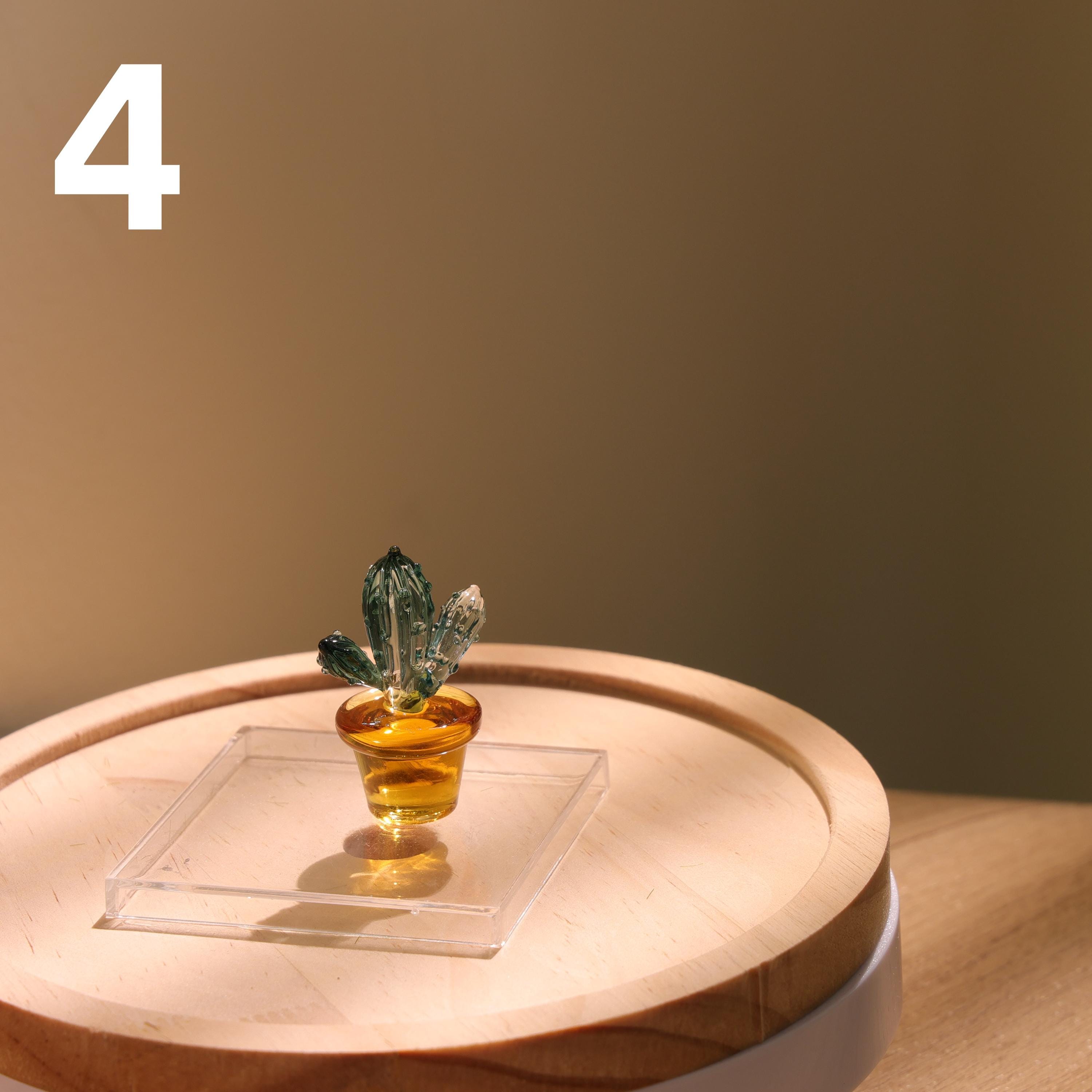 Glass Cactus Figurine, Hand Blown Plant, Handmade Glass Potted Plants, Mini Glass Succulent, Artificial Plant, Gift For Mom & Friends