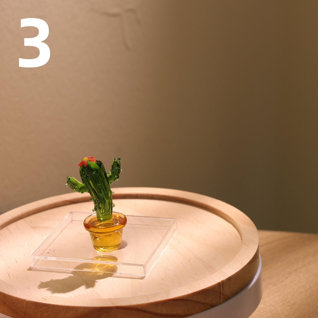 Glass Cactus Figurine, Hand Blown Plant, Handmade Glass Potted Plants, Mini Glass Succulent, Artificial Plant, Gift For Mom & Friends