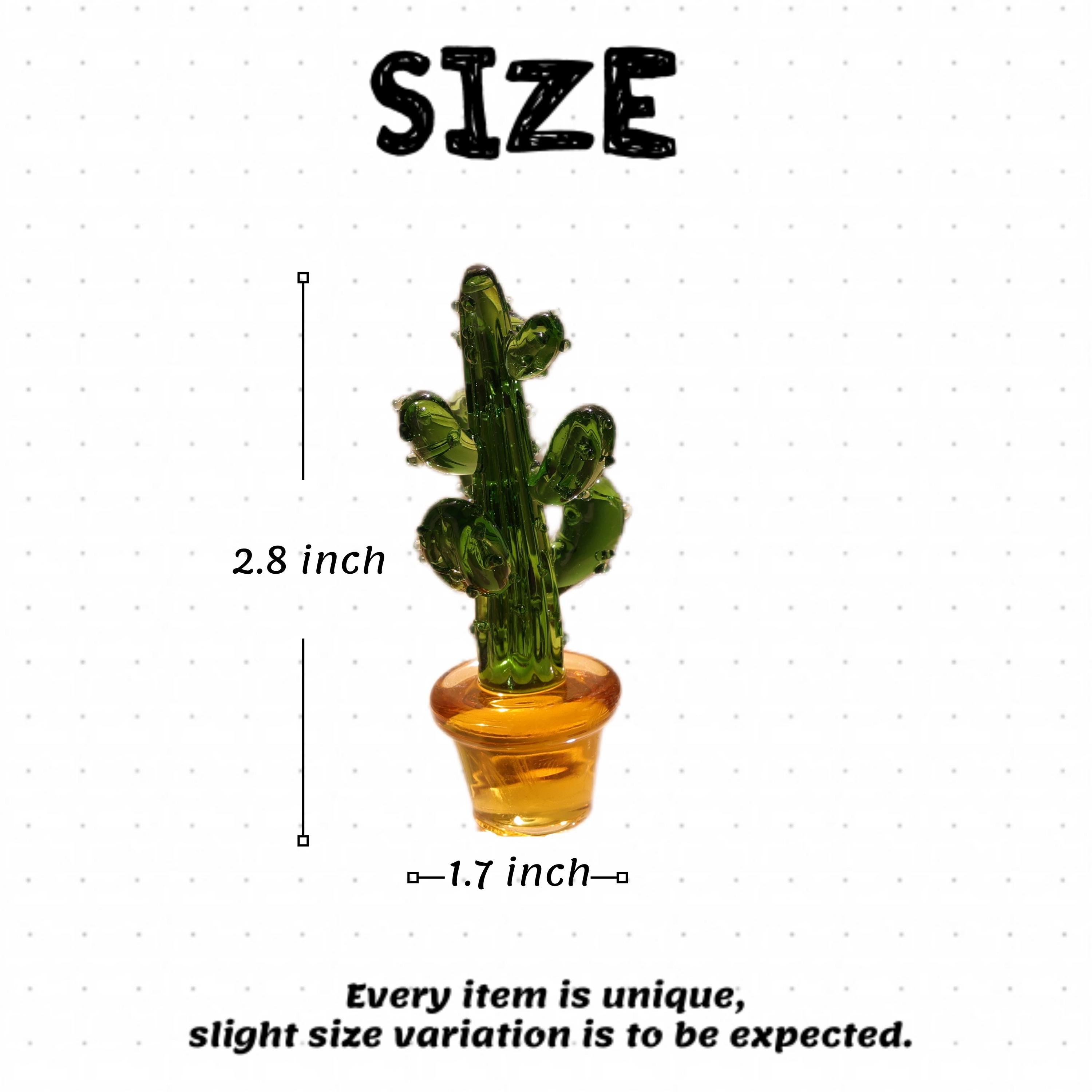 Glass Cactus Figurine, Hand Blown Plant, Handmade Glass Potted Plants, Mini Glass Succulent, Artificial Plant, Gift For Mom & Friends