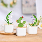 Glass Potted Plants,handmade Glass Succulents Gifts,glass Flower,stained Glass Plants,house Plant,car Glass Ornament,desk Decor,cactus Lover