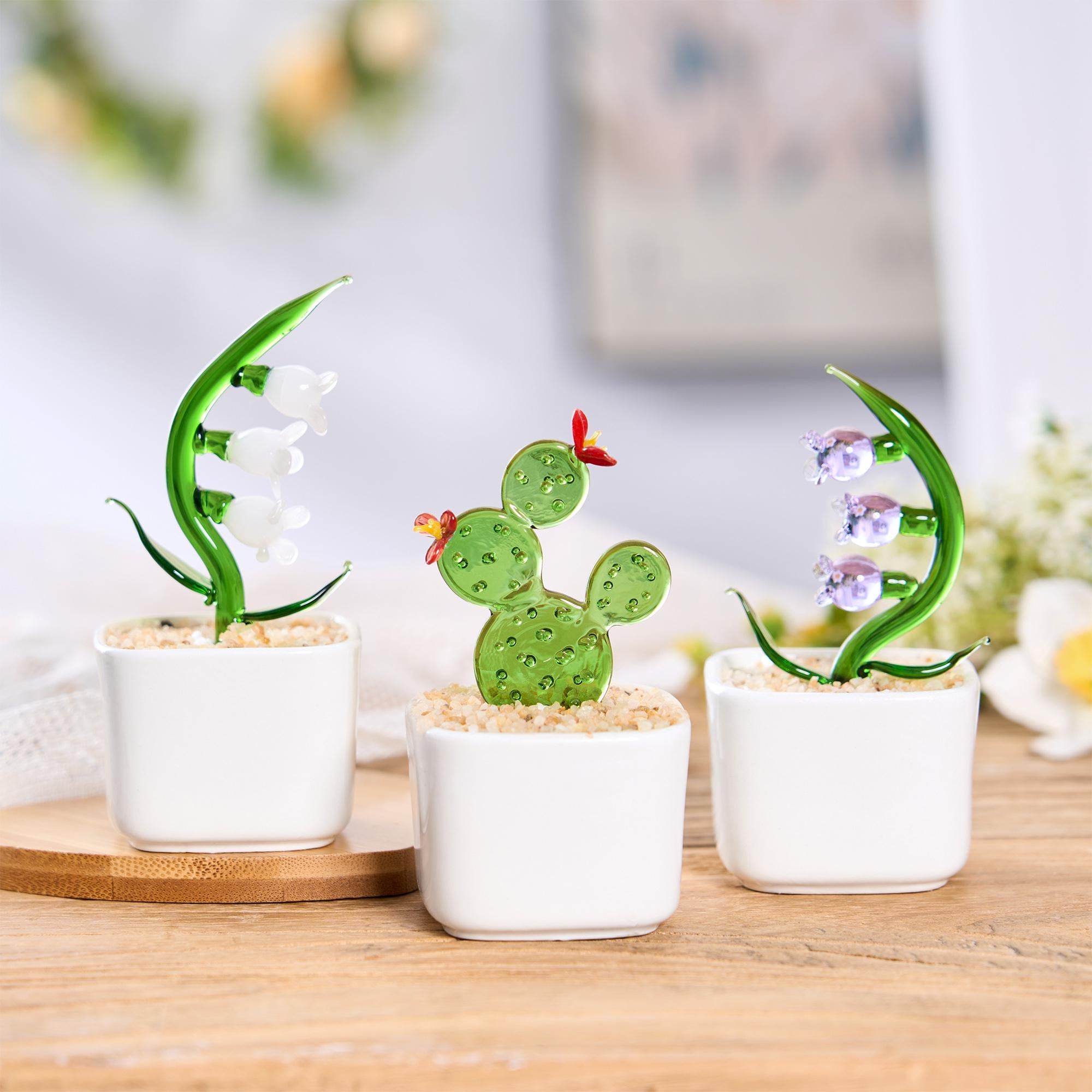 Glass Potted Plants,handmade Glass Succulents Gifts,glass Flower,stained Glass Plants,house Plant,car Glass Ornament,desk Decor,cactus Lover