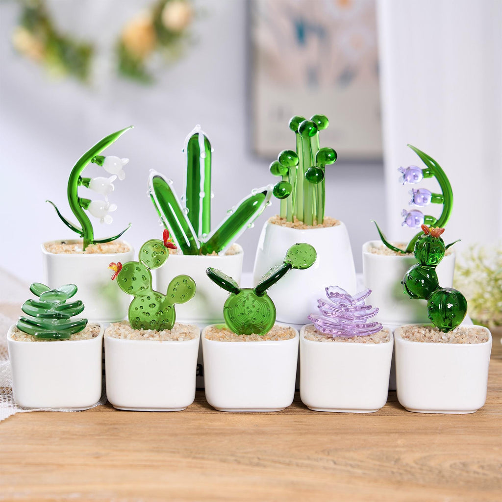 Glass Potted Plants,handmade Glass Succulents Gifts,glass Flower,stained Glass Plants,house Plant,car Glass Ornament,desk Decor,cactus Lover