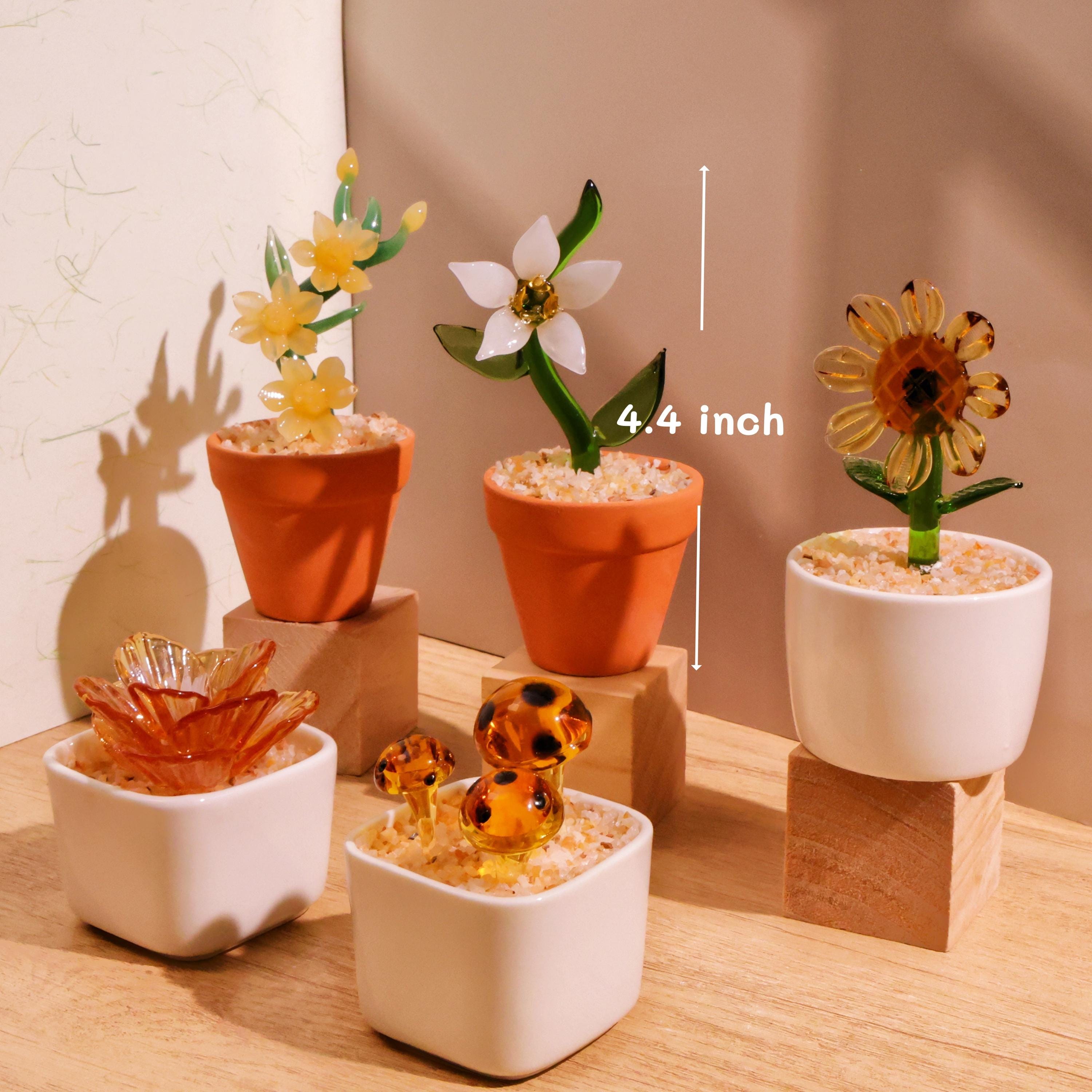 Handmade Glass Flowers,glass Potted Plant Sculptures,stained Glass Plants,home Decro,housewarming Gift,gift For Teacher