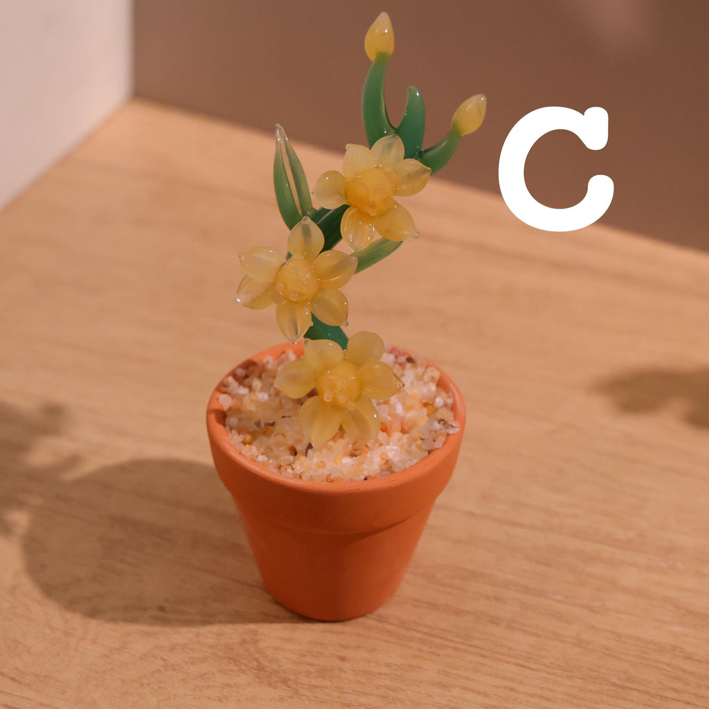 Handmade Glass Flowers,glass Potted Plant Sculptures,stained Glass Plants,home Decro,housewarming Gift,gift For Teacher