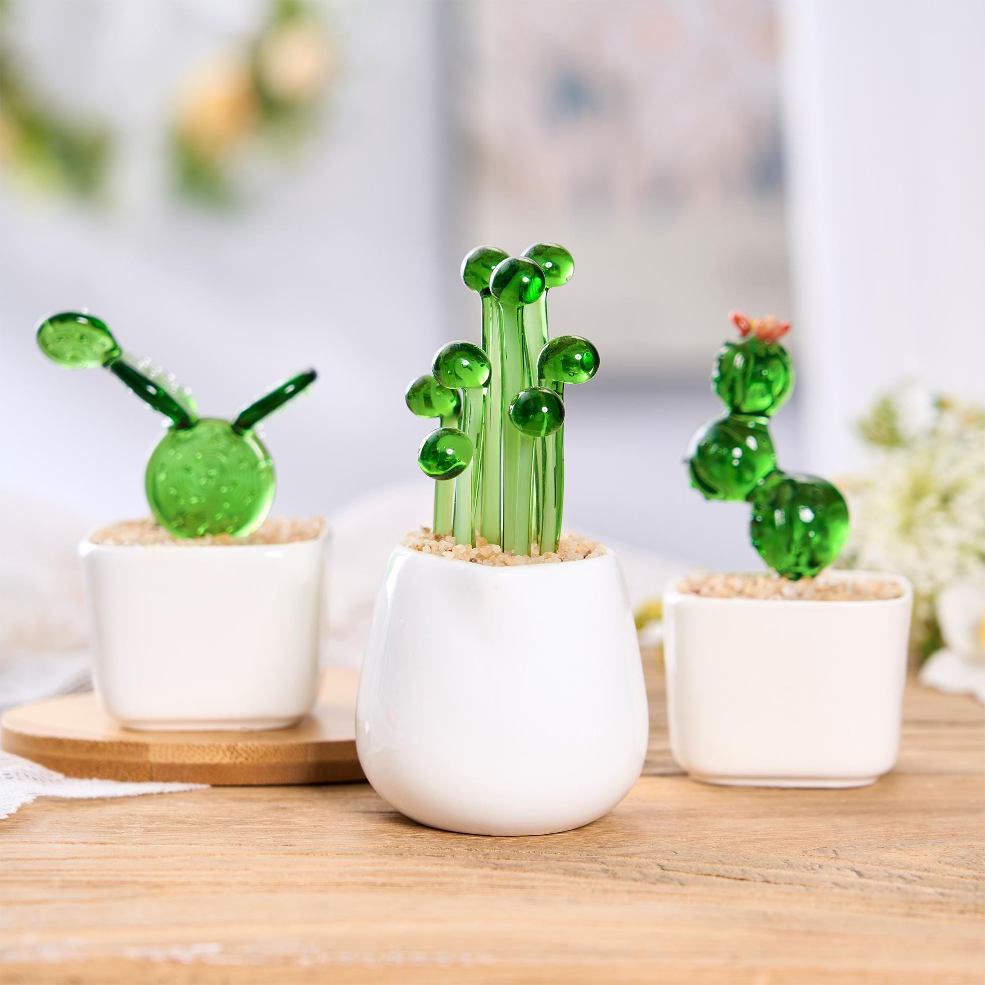 Glass Potted Plants,handmade Glass Succulents Gifts,glass Flower,stained Glass Plants,house Plant,car Glass Ornament,desk Decor,cactus Lover