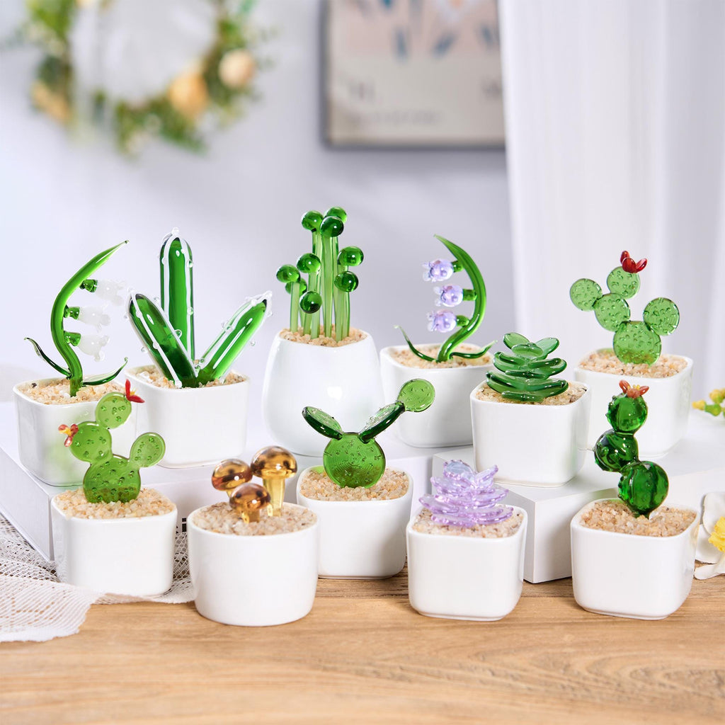 Glass Potted Plants,handmade Glass Succulents Gifts,glass Flower,stained Glass Plants,house Plant,car Glass Ornament,desk Decor,cactus Lover
