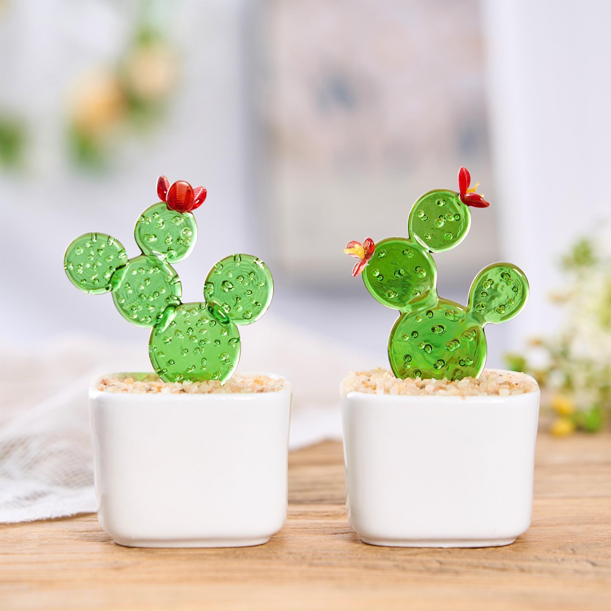 Glass Potted Plants,handmade Glass Succulents Gifts,glass Flower,stained Glass Plants,house Plant,car Glass Ornament,desk Decor,cactus Lover