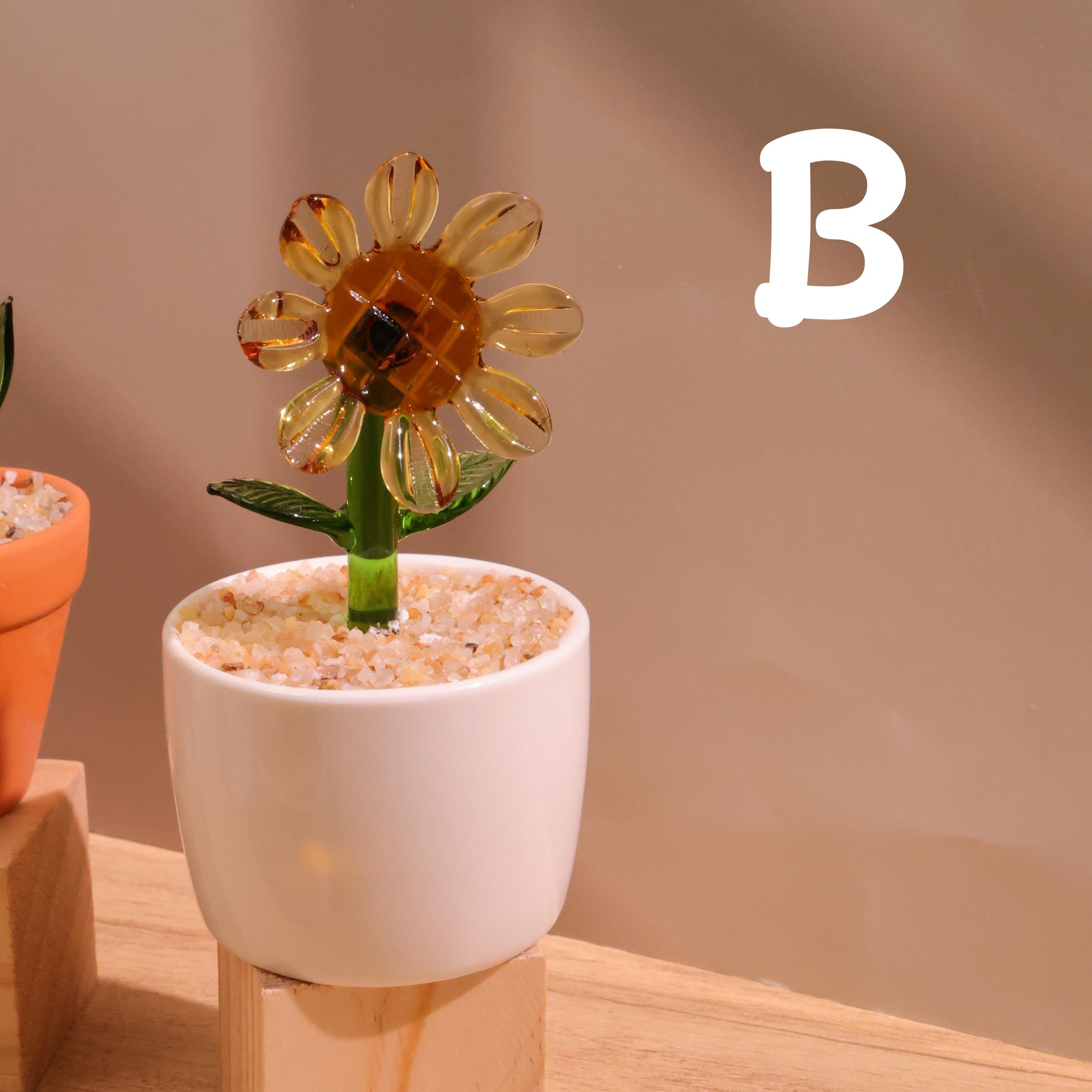 Handmade Glass Flowers,glass Potted Plant Sculptures,stained Glass Plants,home Decro,housewarming Gift,gift For Teacher