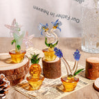 Glass Cactus Figurine, Hand Blown Plant, Handmade Glass Potted Plants, Mini Glass Succulent, Artificial Plant, Gift For Her