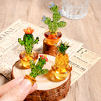 Glass Cactus Figurine, Hand Blown Plant, Handmade Glass Potted Plants, Mini Glass Succulent, Artificial Plant, Gift For Her