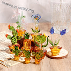 Glass Cactus Figurine, Hand Blown Plant, Handmade Glass Potted Plants, Mini Glass Succulent, Artificial Plant, Gift For Her