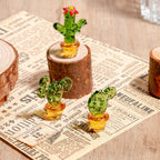 Glass Cactus Figurine, Hand Blown Plant, Handmade Glass Potted Plants, Mini Glass Succulent, Artificial Plant, Gift For Her