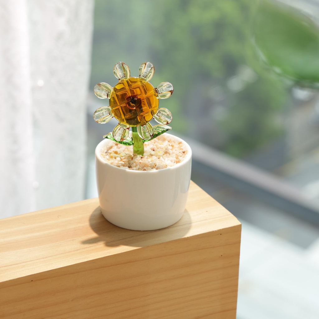 Hand Blown Glass Potted Plants - Glass Potted Birth Flowers