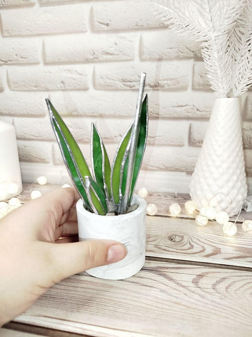 Agave Stained Glass, Handmade Plant Decor, Fake Suncatcher, Table 3d Cactus, Glass Succulent