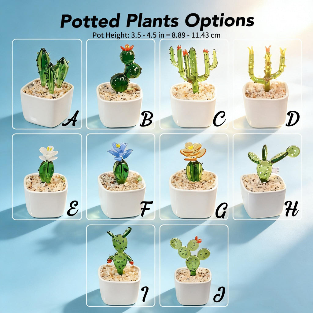 Glass Potted Plants •mini Glass Ornament • Stained Glass Plants,house Plant,car Glass Ornament • Desk Decor • Cactus Lover • Birthday Gift