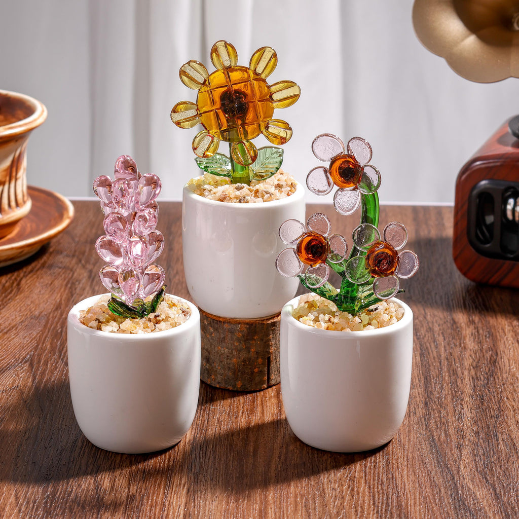 Handmade Glass Cactus And Succulents,glass Potted Plants,glass Lotus Leaf,stained Glass Plants,housewarming Gift,gift For Teacher,home Decor