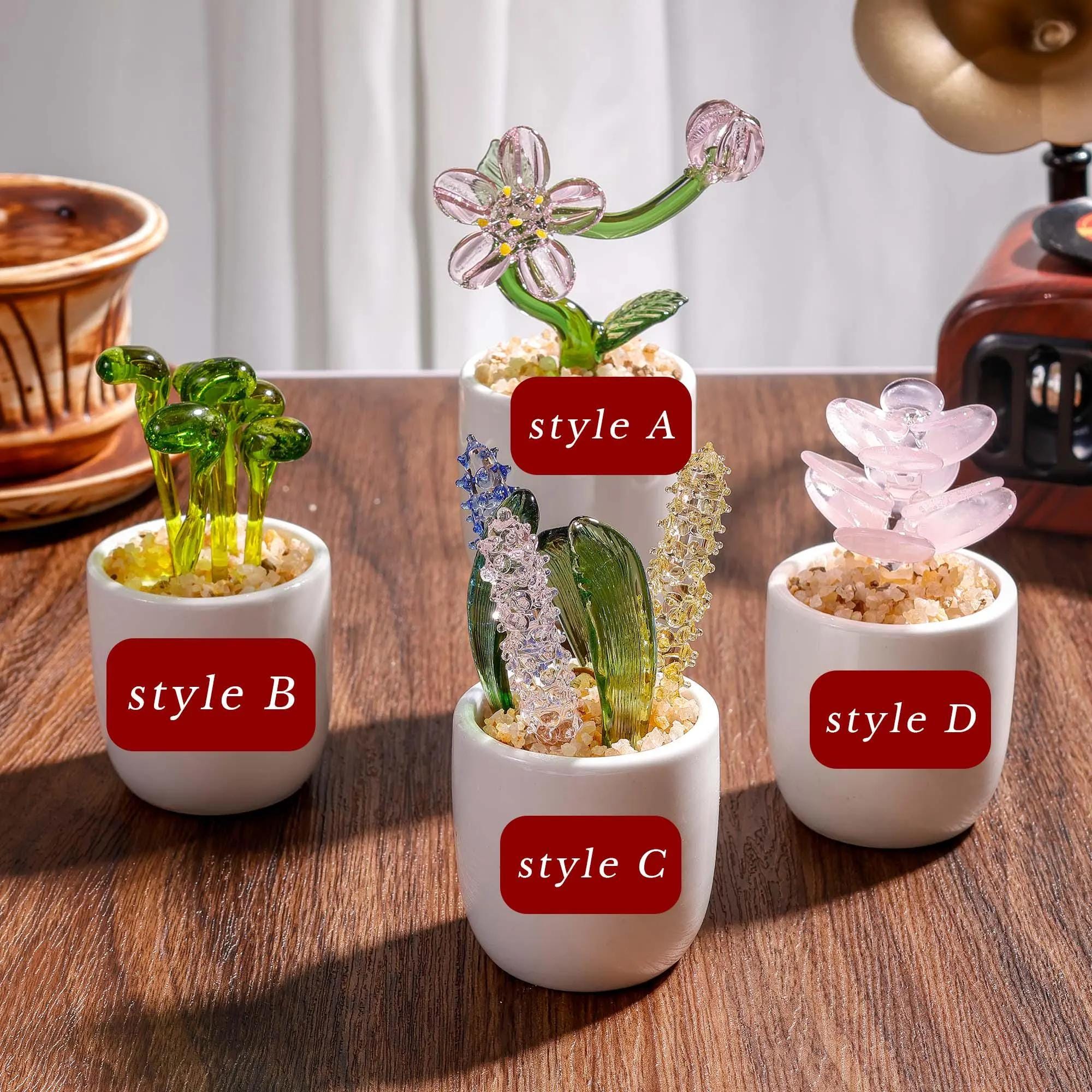 Handmade Glass Cactus And Succulents,glass Potted Plants,glass Lotus Leaf,stained Glass Plants,housewarming Gift,gift For Teacher,home Decor