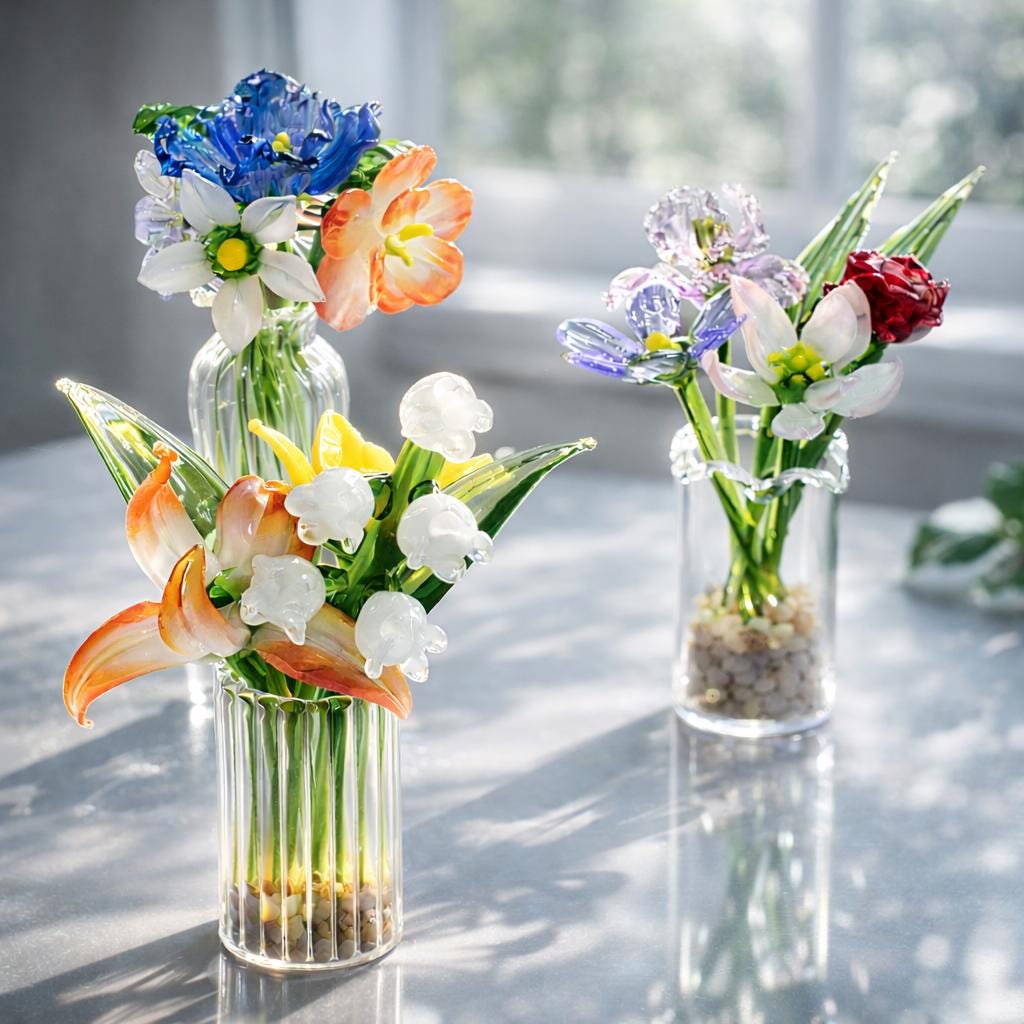 Personalized Glass Birth Month Flower Bouquet, Custom Birth Flower Gifts, Mother’s Day Gift, Gifts For Her, Handmade Miniature Floral Gift