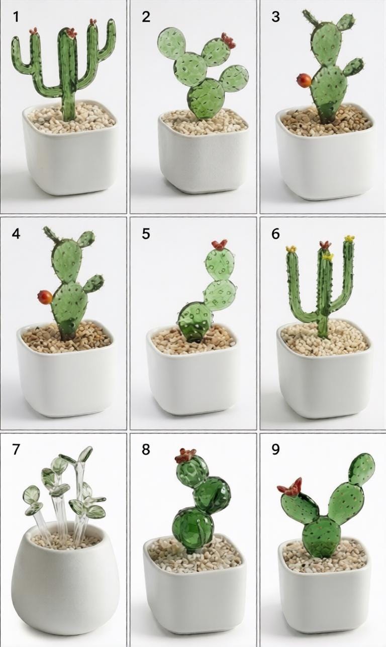 Handmade Glass Potted Plants – Mini Stained Glass Succulents, Artificial House Plant Decor  Car Ornament