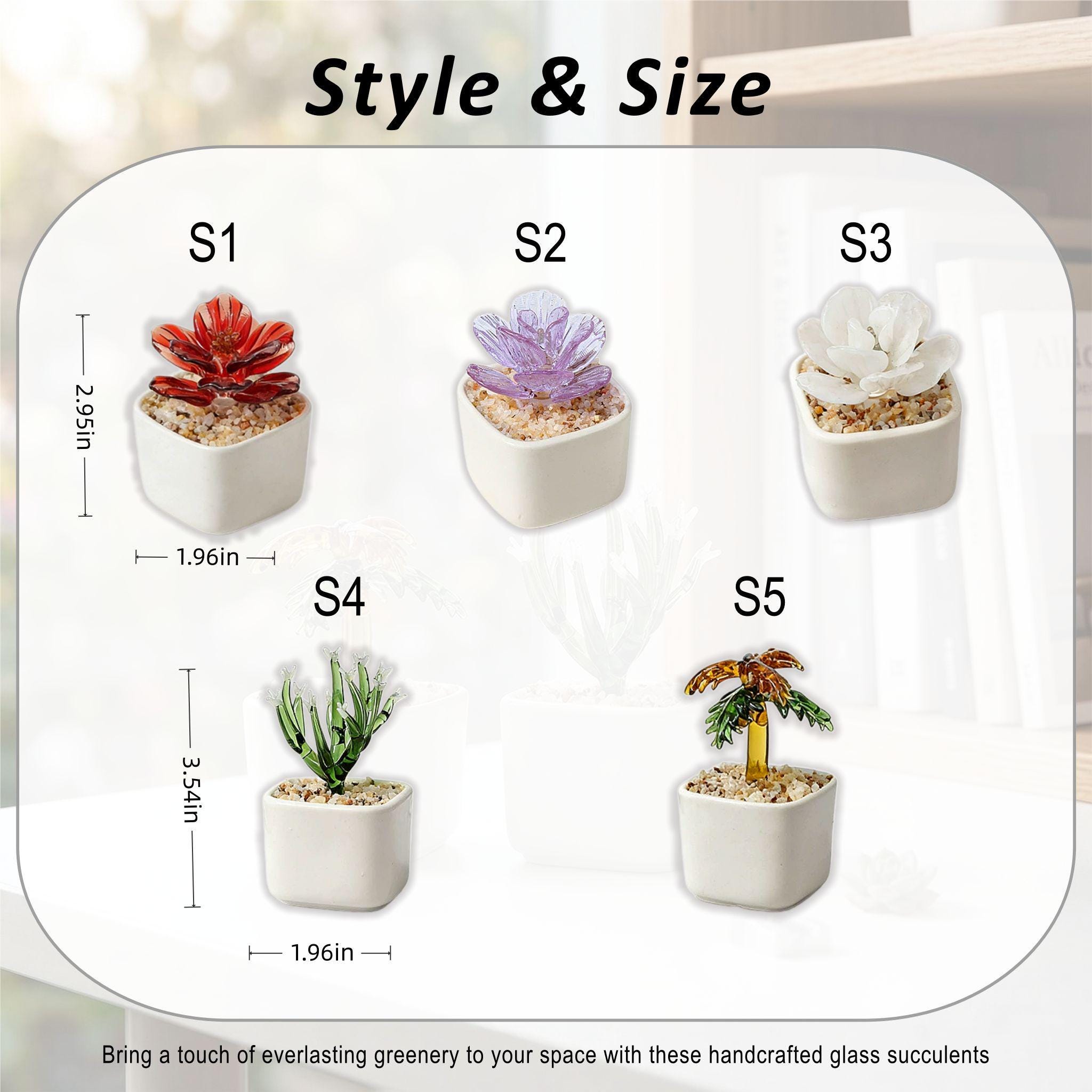 Handmade Glass Succulents Miniature,tiny Potted Glass Cactus,handcrafted Glass Plant Desk Decor,faux Succulent Figurine,gift For Plant Lover