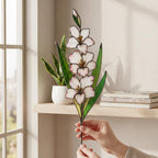 Stained Glass August Birth Flower Plant Stake, Poppy Art Decor, Gladiolus & Wildflower Window Accent