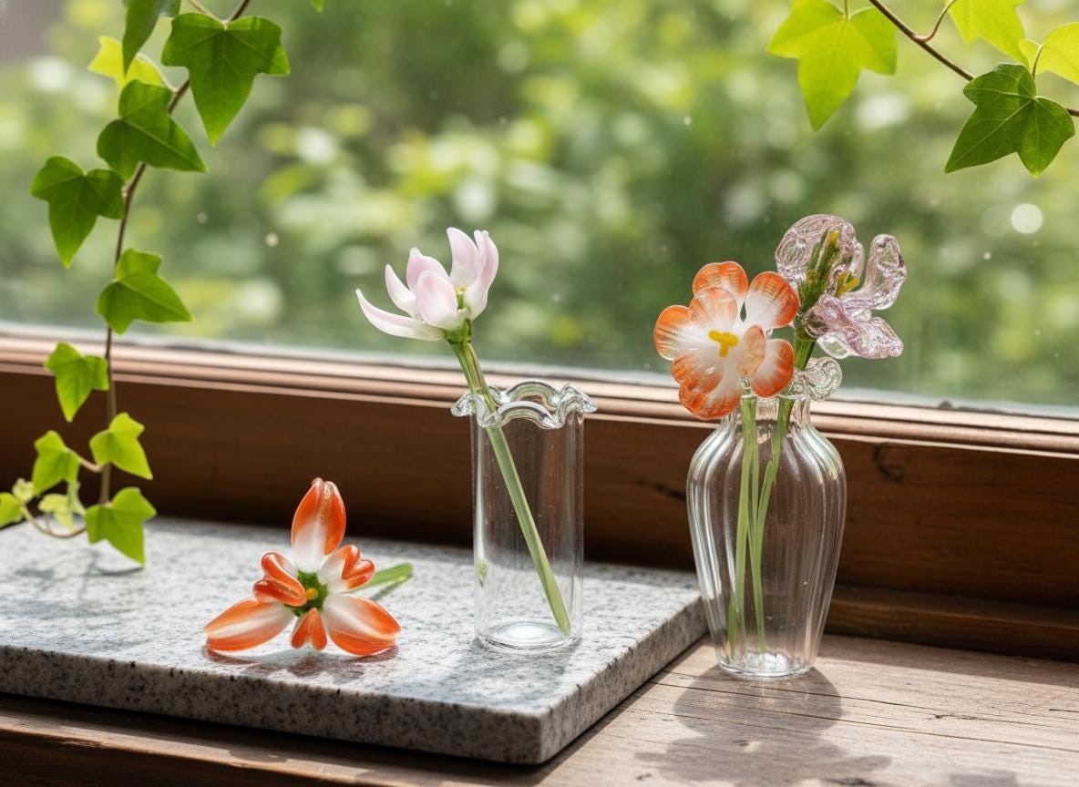 Personalized Mini Glass Flower Bouquet Set-birth Month Flowers, Handcrafted Glass Mother’s Day Gift, Home Decor, Gifts For Mom Nana Grandma