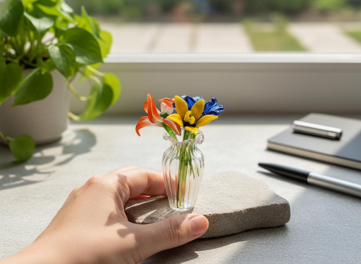 Personalized Mini Glass Flower Bouquet Set-birth Month Flowers, Handcrafted Glass Mother’s Day Gift, Home Decor, Gifts For Mom Nana Grandma