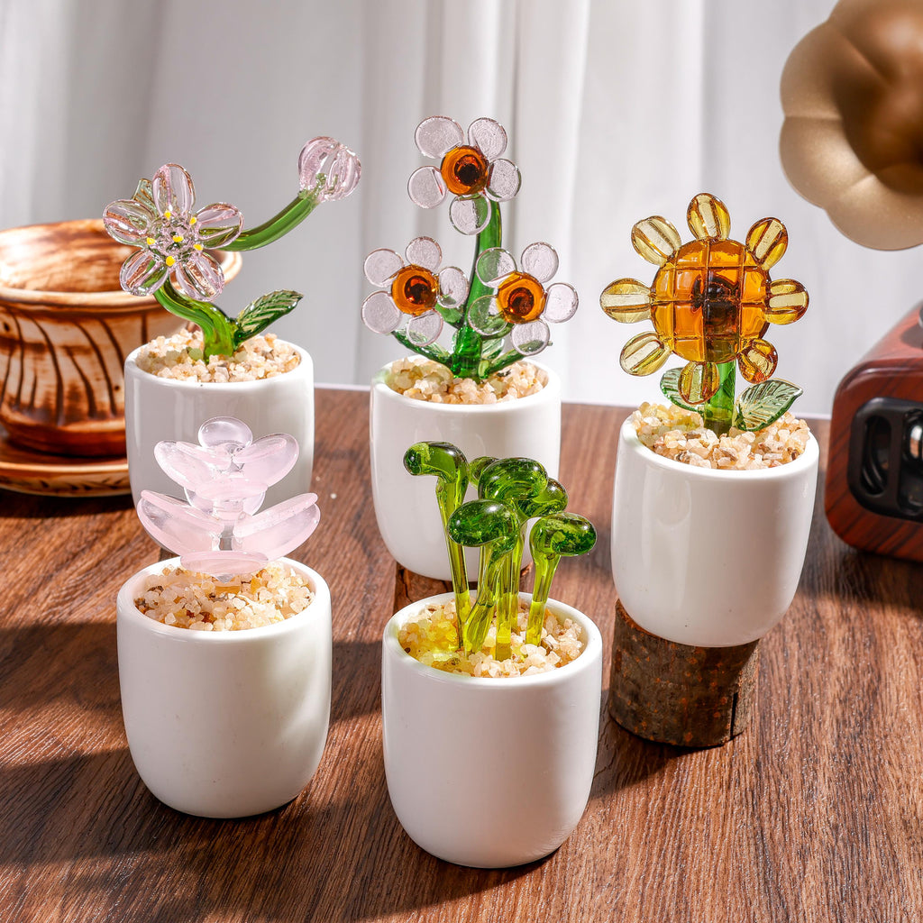 Handmade Glass Cactus And Succulents,glass Potted Plants,glass Lotus Leaf,stained Glass Plants,housewarming Gift,gift For Teacher,home Decor