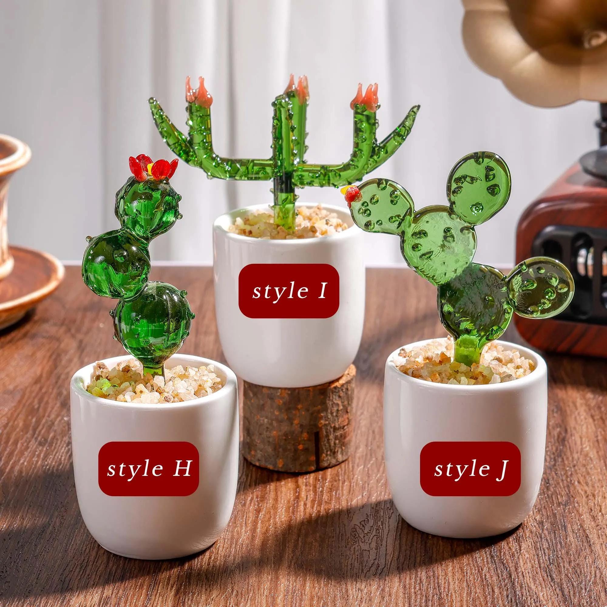 Handmade Glass Cactus And Succulents,glass Potted Plants,glass Lotus Leaf,stained Glass Plants,housewarming Gift,gift For Teacher,home Decor