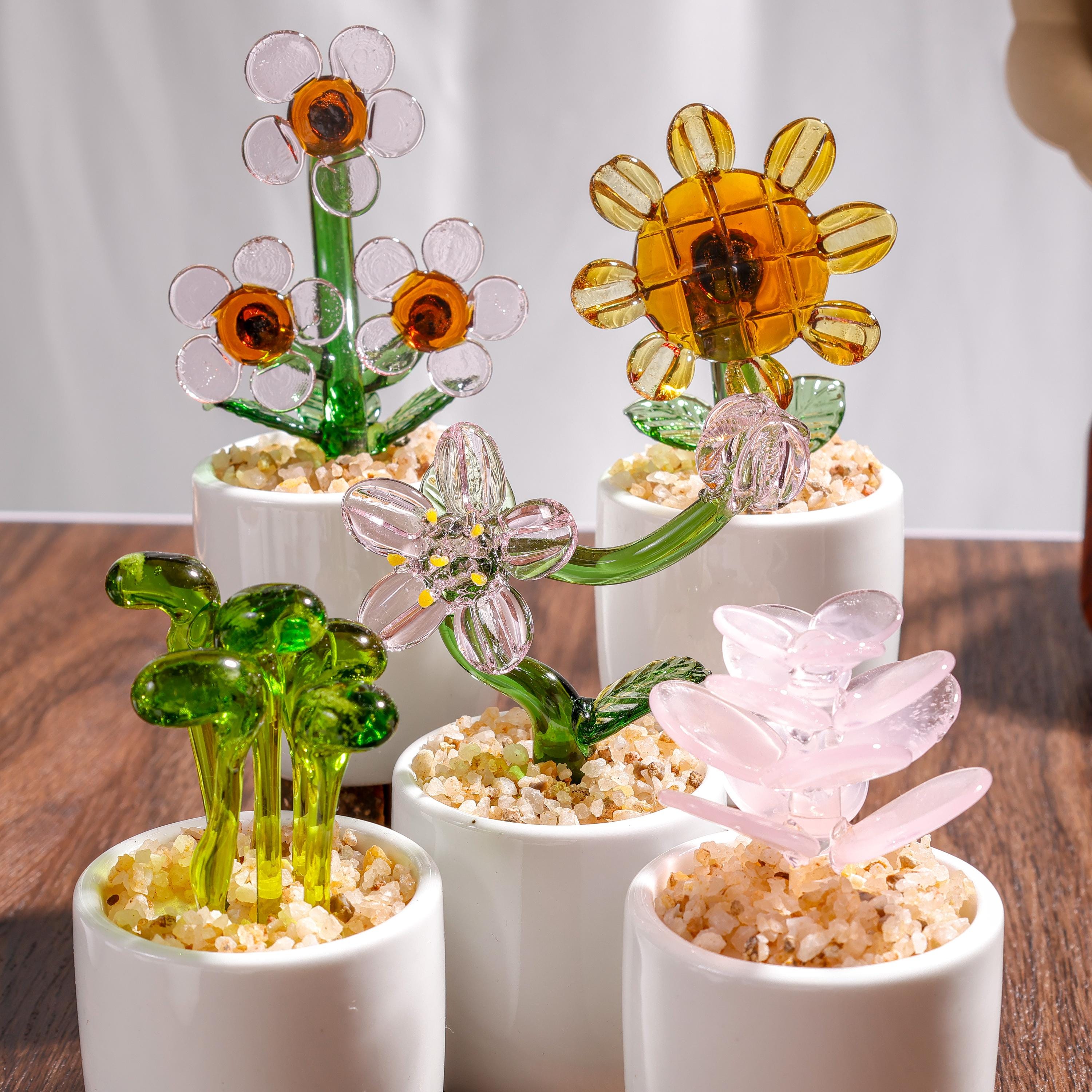 Handmade Glass Cactus And Succulents,glass Potted Plants,glass Lotus Leaf,stained Glass Plants,housewarming Gift,gift For Teacher,home Decor