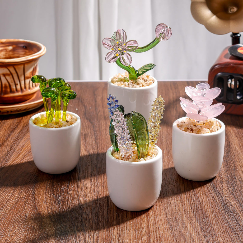 Handmade Glass Cactus And Succulents,glass Potted Plants,glass Lotus Leaf,stained Glass Plants,housewarming Gift,gift For Teacher,home Decor