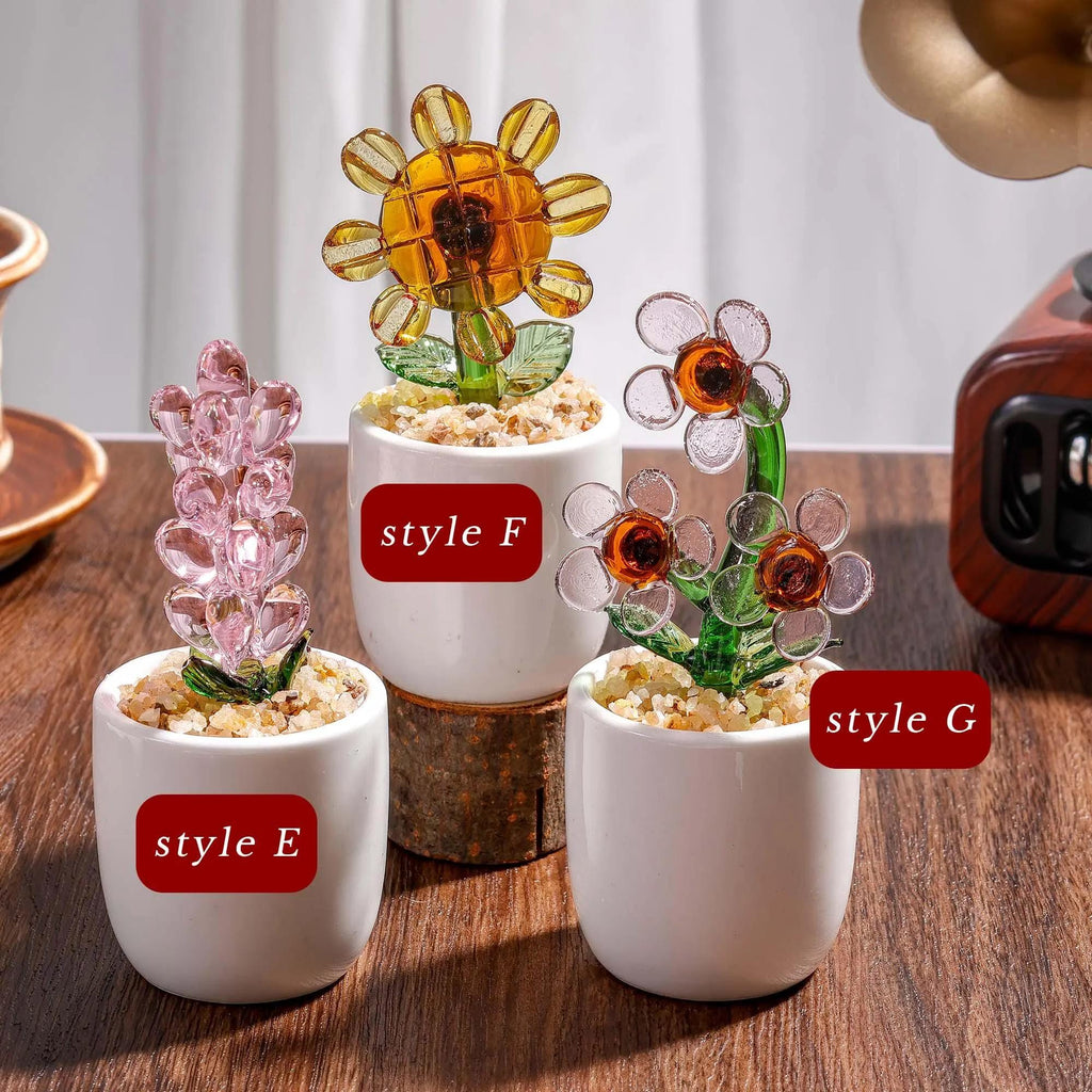 Handmade Glass Cactus And Succulents,glass Potted Plants,glass Lotus Leaf,stained Glass Plants,housewarming Gift,gift For Teacher,home Decor