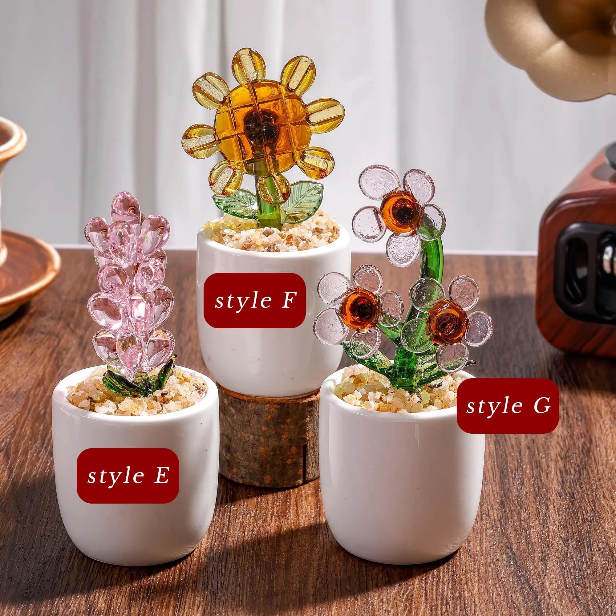 Handmade Glass Cactus And Succulents,glass Potted Plants,glass Lotus Leaf,stained Glass Plants,housewarming Gift,gift For Teacher,home Decor