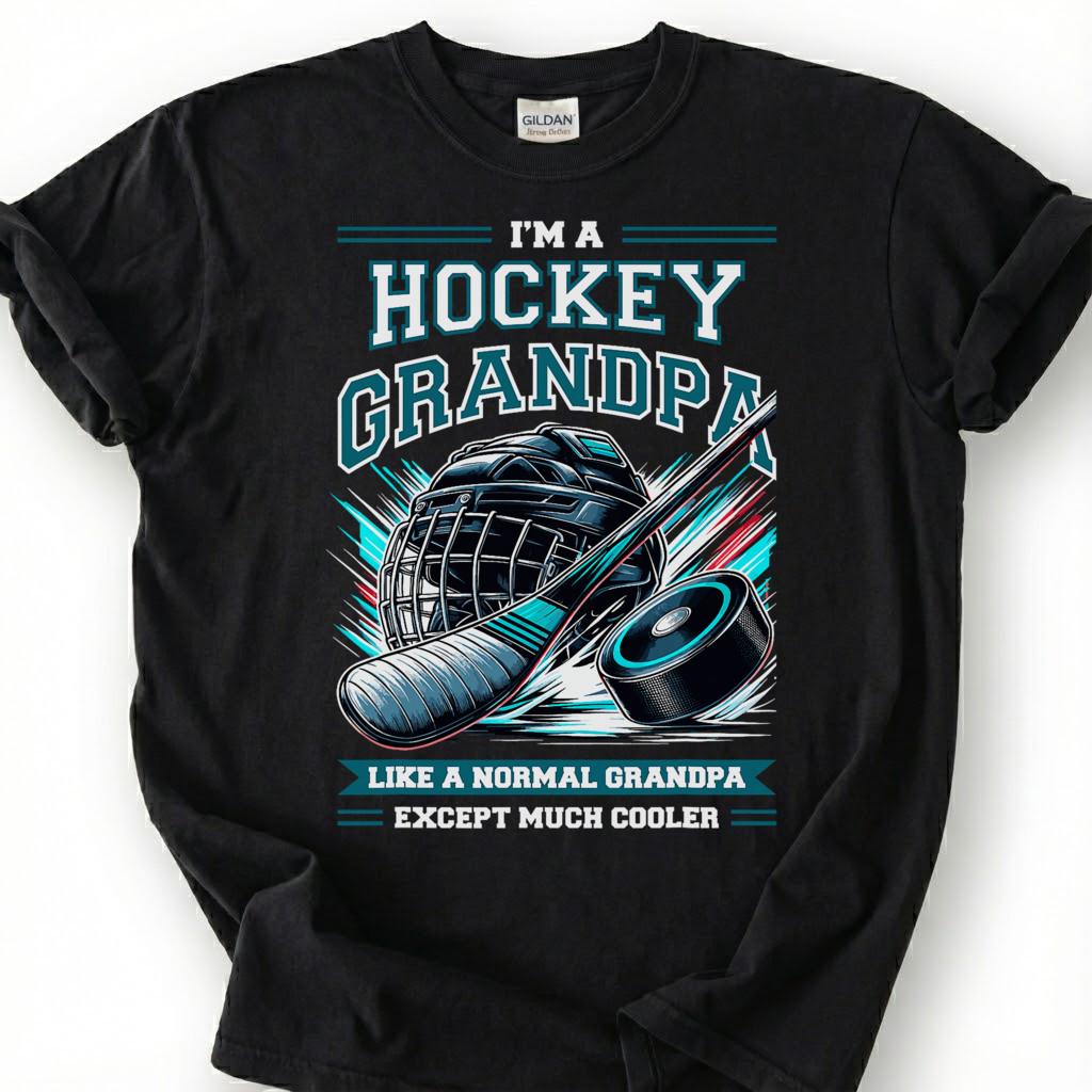 Hockey Grandpa Like A Normal Grandpa Except Much Cooler Shirt, Funny Hockey T-Shirt, Ice Hockey Grandfather Tee, Grandpa Gift