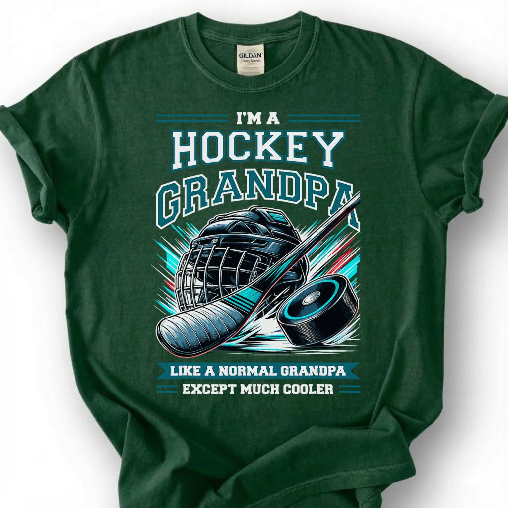 Hockey Grandpa Like A Normal Grandpa Except Much Cooler Shirt, Funny Hockey T-Shirt, Ice Hockey Grandfather Tee, Grandpa Gift