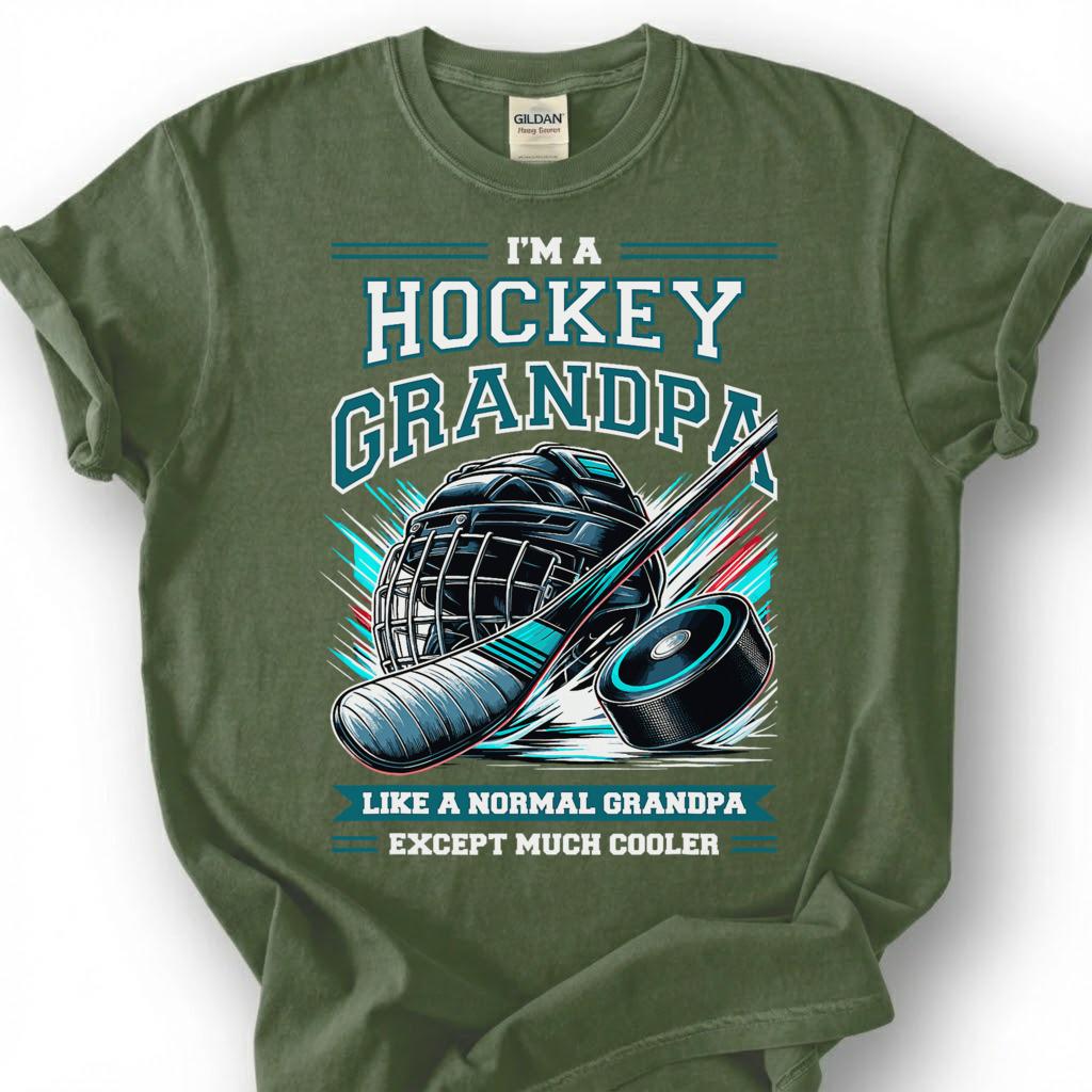 Hockey Grandpa Like A Normal Grandpa Except Much Cooler Shirt, Funny Hockey T-Shirt, Ice Hockey Grandfather Tee, Grandpa Gift