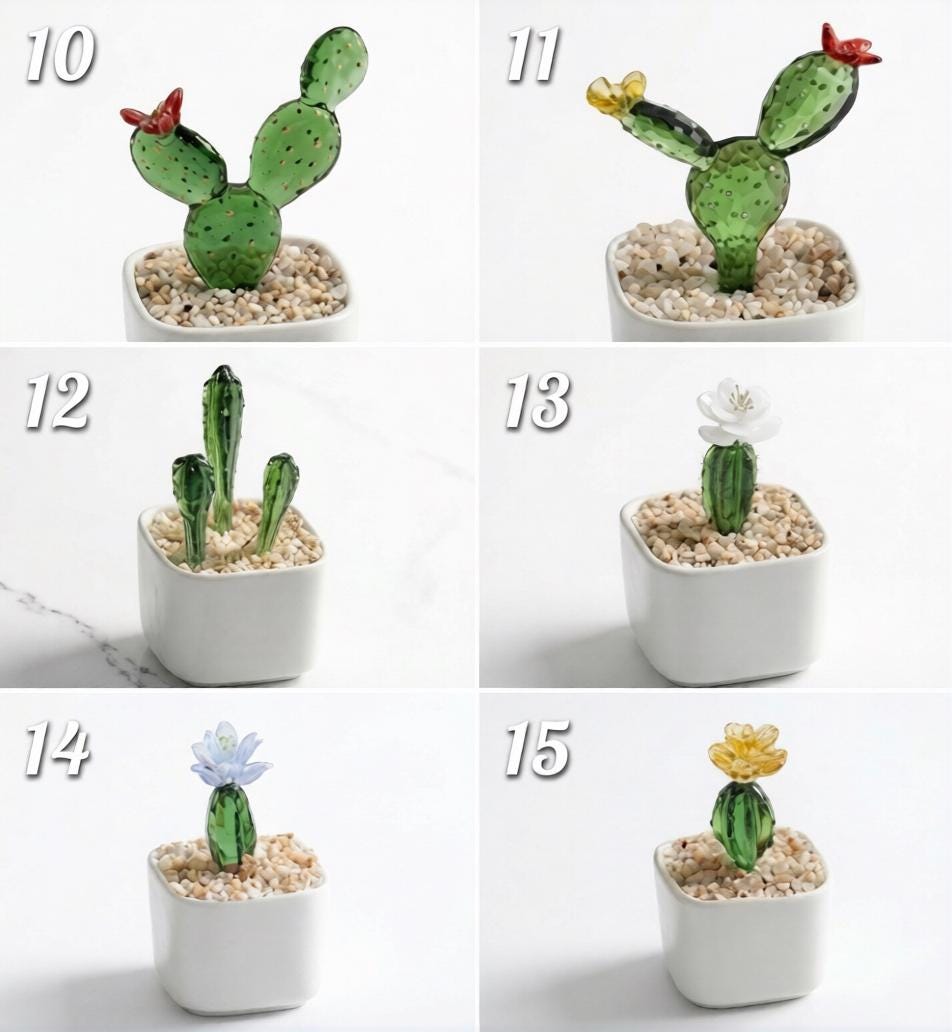 Handmade Glass Potted Plants – Mini Stained Glass Succulents, Artificial House Plant Decor  Car Ornament