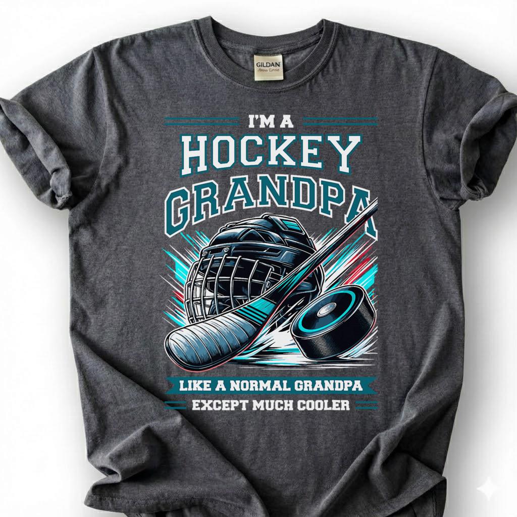 Hockey Grandpa Like A Normal Grandpa Except Much Cooler Shirt, Funny Hockey T-Shirt, Ice Hockey Grandfather Tee, Grandpa Gift