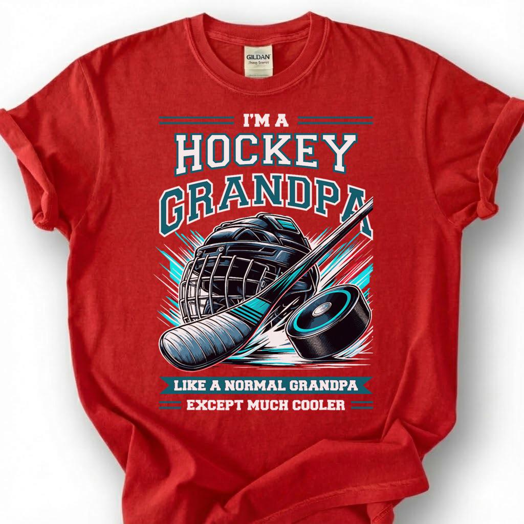 Hockey Grandpa Like A Normal Grandpa Except Much Cooler Shirt, Funny Hockey T-Shirt, Ice Hockey Grandfather Tee, Grandpa Gift