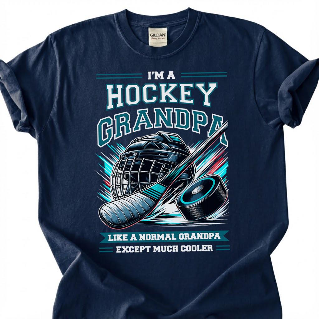 Hockey Grandpa Like A Normal Grandpa Except Much Cooler Shirt, Funny Hockey T-Shirt, Ice Hockey Grandfather Tee, Grandpa Gift