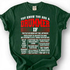 You Know You Are A Drummer If Funny Rules Shirt, Air Drums Therapy Tempo Quote Tee, Percussion Music Lover Gift T-Shirt, Band Musician Top