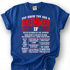 You Know You Are A Drummer If Funny Rules Shirt, Air Drums Therapy Tempo Quote Tee, Percussion Music Lover Gift T-Shirt, Band Musician Top