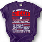 You Know You Are A Drummer If Funny Rules Shirt, Air Drums Therapy Tempo Quote Tee, Percussion Music Lover Gift T-Shirt, Band Musician Top